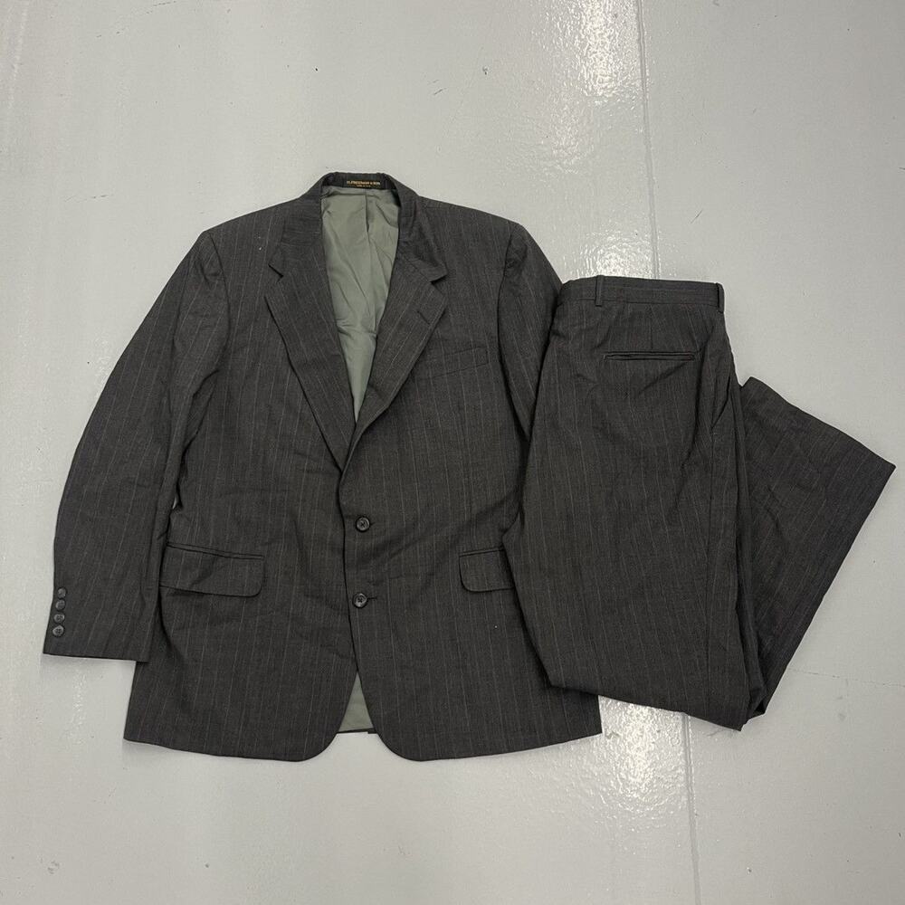 Vintage 60s Regal Grey Striped Wool 2-Piece Suit